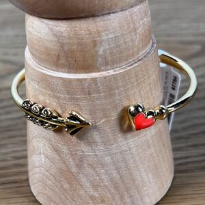 Lauren G Adams Gold Tone Cupid Arrow Heart Cuff Bracelet B82808G Small